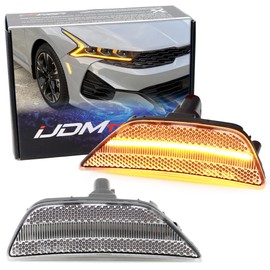 iJDMTOY Semi-Clear Lens 36-SMD Amber Full LED Bumper Side Marker Light Kit Compatible With Kia 2021-2024 Gen5 K5, Replace OEM Amber Front Sidemarkers