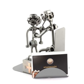 Steelman24 I Nuts and bolts sculpture Pediatrician With Business Card Holder With Personal Engraving I Handmade metal ornaments I