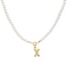 ZENGSING Initial Pearl Necklace Women's Initial Pendant Necklace for Women