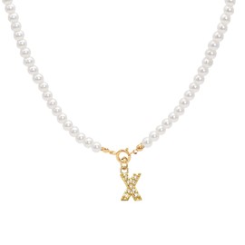 ZENGSING Initial Pearl Necklace Women's Initial Pendant Necklace for Women Adjustable A-Z Capital Initial Pendant Pearl Necklaces with Letter Pendant Christmas Gifts for Women