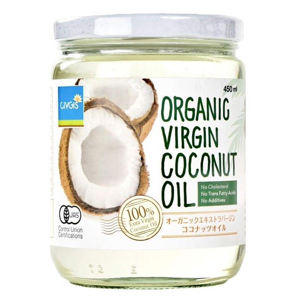 Organic Organic Extra Virgin Coconut Oil, 15.9 fl oz (450 ml), Made in Thailand, Additive-free, Unheated, Unrefined, Cold Press, Halal Vegan (Certified Organic JAS, USDA, EU, 3 Major Organic JAS, USDA, EU) CIVGIS Organic Extra Virgin Coconut Oil 15.9 fl oz (450 ml)