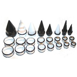 Zaya Body Jewelry 00g-1 inch Ear Stretching Kit Black Tapers Steel Tunnels 00g 7/16 1/2 9/16 5/8 3/4 7/8 1 Inch