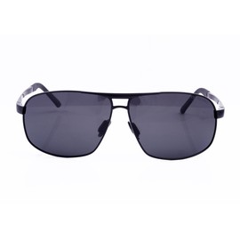 TED BROWNE London Polarised Car Driving Sunglasses for Man`s Cycling Fishing Sport Big Face Anti Glare Grey Lenses, Black Metal Frame with Spring Hinges