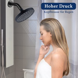 FUYIOCN Rain Shower Head Rain Shower Head with Anti-Limescale Nozzles Shower Head Rain Shower Round Built-in Shower Heads Bathroom Head Large Overhead Shower 6 Inch Chrome Polished Matte Black