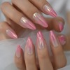Coolnail Gradient Pink Press on False Nail Shiny Mirror Aurora