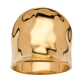 PalmBeach Yellow Gold-Plated Hammered Concave Cigar Ring (5.5mm) Sizes 5-10 Size 8