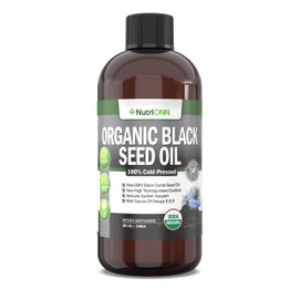 Organic Black Seed Oil - USDA Certified Organic Black Cumin Seed Oil Liquid – High Thymoquinone Content – Non-GMO and Cold-Pressed – Rich Source of Omega-6 & Omega-9 Fatty Acids - 8 Oz