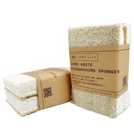 June Lily Natural Kitchen Dish Sponge Vegan Plant-Based for Dish Washing Home Cleaning - Each Pack Contains 2 Sponges (2 Pack)