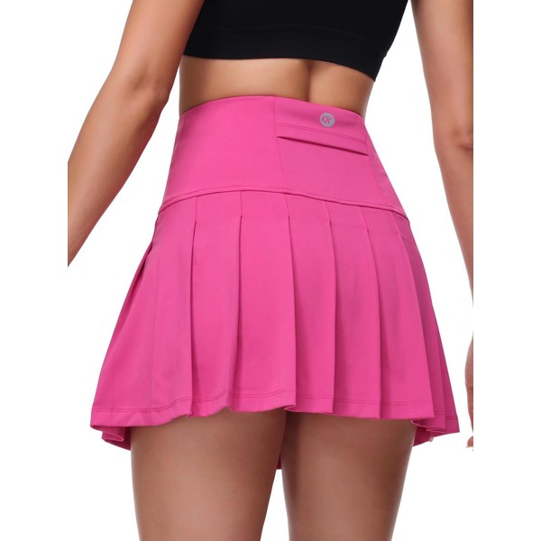 Pdbokew Women's Tennis Skirt 3 Pockets Pleated Tennis Skort Mini