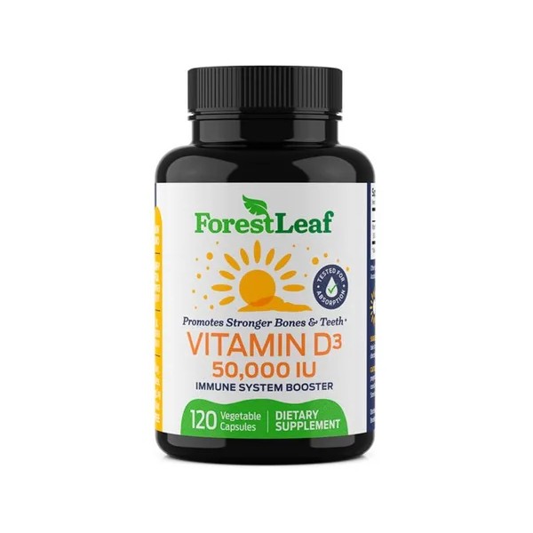 Vitamina D3 ForestLeaf 50,000 IU | 120 Cápsulas | Suplemento