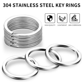 Gkeygo Key Rings, 12 pcs Stainless Steel Key Ring for Keychains, 1.1inch Flat Split Keychain Ring for Car Keys Dog Ring Tag Lanyards Home School Office DIY, Silver