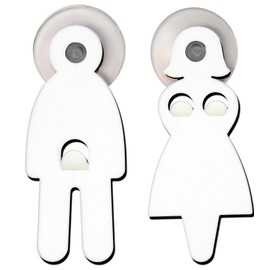 Lucore Happy Couple Man & Woman Funny Hanging Hooks - Set 2 Pcs Novelty Gag His & Her Wall Utility Hangers with Suction Cups (White)