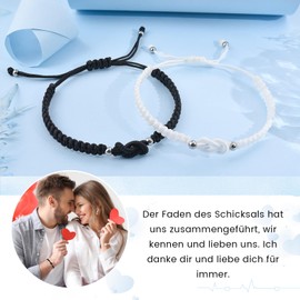 MANVEN Partner Bracelets Couples Bracelet Couples Gifts Kabbalah Rope Lucky Bracelet Amulet for Boyfriend Friends Fiancée Valentine's Day Christmas Day Birthday, No gemstone