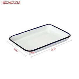 MAYAGU 18CMX24CMX3CM Handcrafted Vintage Retro Enamel Tray, Multi-Purpose, White