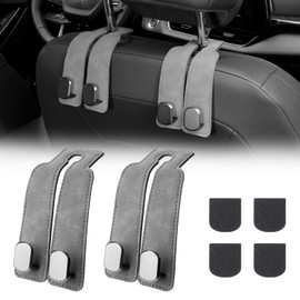 Cartist Car Seat Double Hook, Headrest Hook, Reinforced Leather & Metal, Foam Pad Included, Double Sided Hook, For Car Storage, Shopping, Luggage Hanging, Mobile Protection, Backseat and Passenger
