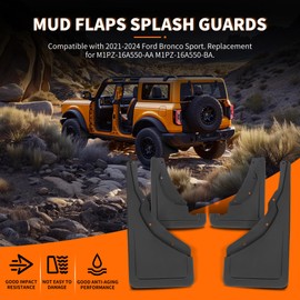 KUAFU Mud Flaps Splash Guards Compatible with 2021 2022 2023 2024 Ford Bronco Sport Replacement for M1PZ-16A550-AA M1PZ-16A550-BA Mudflaps Mudguard Fender 4PCS