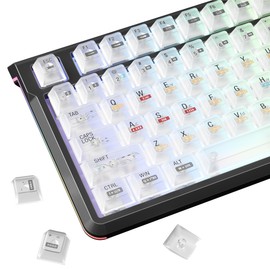 White Clear keycaps, Transparent Keycaps 60 65 75 100 Percent,Crystal Jelly Keyboard Key Cap Set 115 Keys,Cherry Profile Shine Through Keyboard Keycaps for Cherry Gateron MX Mechanical