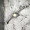 Unbranded 14g Silver White Synthetic Opal Star Industrial Barbell (H90)