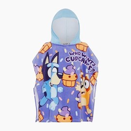 Bluey Kids Poncho Beach Towel featuring and Bingo, Bath Towel, Swimming Wrap, Hooded Changing Robe 100% Cotton 120 x 60 cm