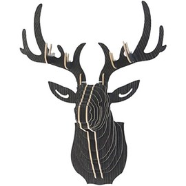 TINTON LIFE Creative Animal Head Wall Decor of The Entrance DIY 3D Puzzle Deer Head Wall Hanging Decor (Black)