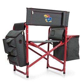 ONIVA - a Picnic Time brand Kansas Jayhawks - Fusion Backpack Chair with Cooler, (Dark Gray with Red Accents)