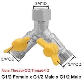 Joywayus Nickel Plated Brass G1/2" 3 Way Shower Diverter Valve, Y Shape Water Diverter Shut-Off Valve Adapter, for Shower Hose and Showerhead