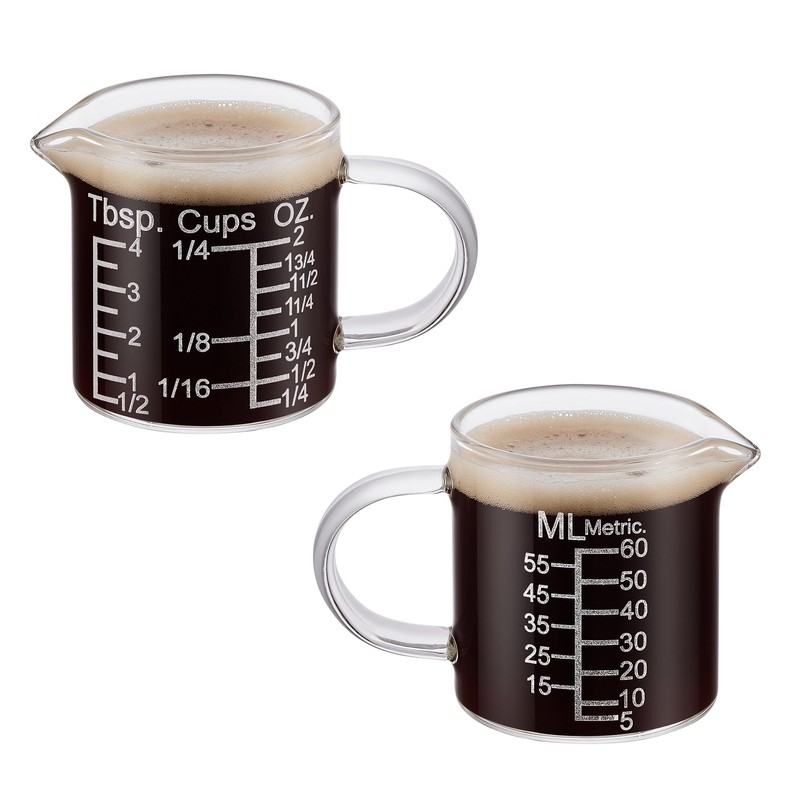 Ackers Etched Graduated Glass Measuring Cup - [Insulated Handle |