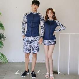 Women's Zip-Up Long-Sleeve Plus Size Rash Guard Beachwear Loose Fit Vacation Look cd6 L/Men's