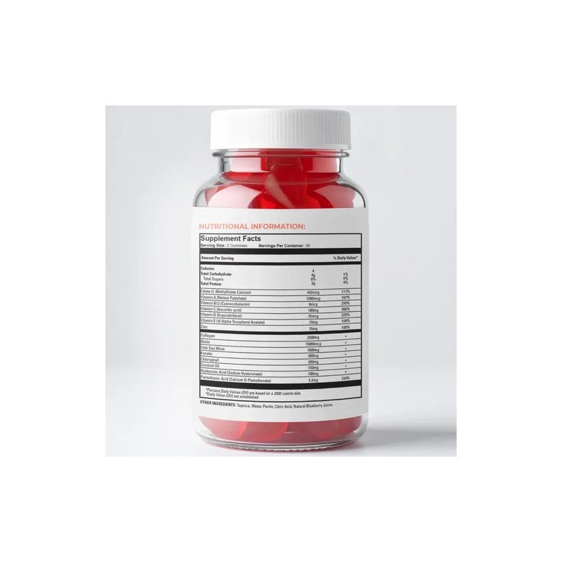 Gomitas Ebony Medical Cabello Biotina Keratina Hair Biotin Keratin Gummies,