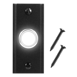 Heavy Duty Metal Lighted Doorbell Push Button, 2.7inch Black Rectangle LED Door Bell Switch Home Wall Mounted Buttons Wired Opener Universal Hardware Garage Front Doors, White Light