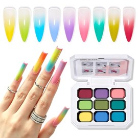 9 Colors Ombre Nail Gel, Gradient Painting Gel | Blush Blooming Aura Nails Art, No Wipe Solid Gel Polish for Sponge Pat Paint, UV/LED Curing, DIY Home