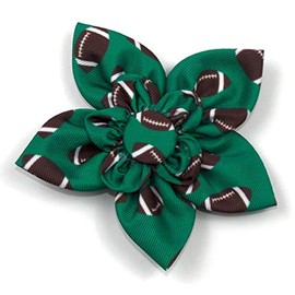 The Worthy Dog Football Sports Pattern Designer Collar Flower Fashion Accessories Fits Large Cat Dogs – Green-Large