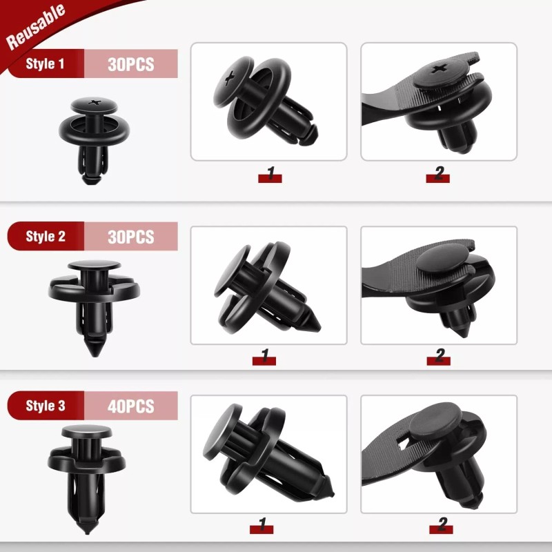 Nilight 100PCS Car Retainer Clips 7mm 8mm 10mm Nylon Push