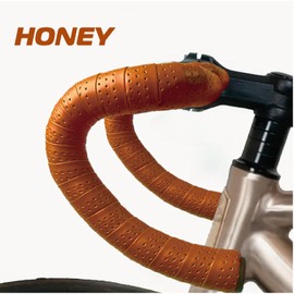 Handlebar Grip EVA for Road Punching Leather Style Bar Tape Load Piste *End Cap End Tape Included Black (Honey)