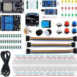 DODUOS Basic Starter Kit for ESP32 ESP-32S WiFi I OT Development Board with Tutorial Compatible with Arduino IDE, ESP32 Kit Bread Board Electronic Kit, Breadboard Kit for Beginners