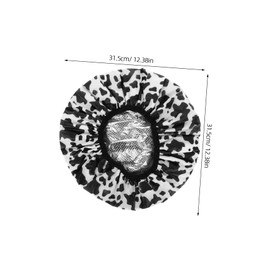 FOMIYES Cow Print Shower Cap Reusable Night Bonnet for Women Soft Aluminum Foil Hair Cover Self-heating Travel Cap for Hair Care Black White