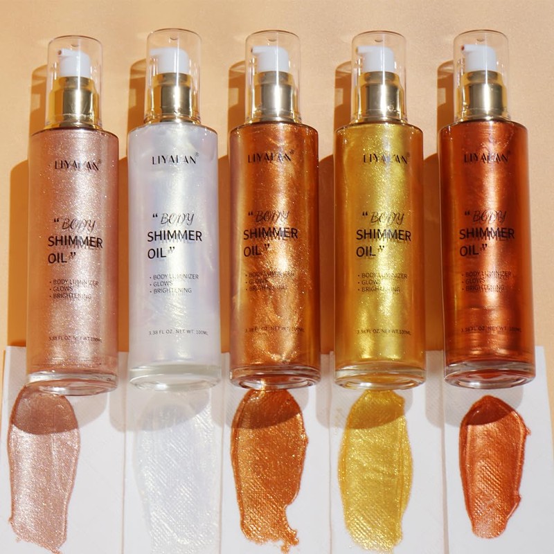 Liyalan Shimmer Body Oil 5 Color Gold 3.38 Fl Oz