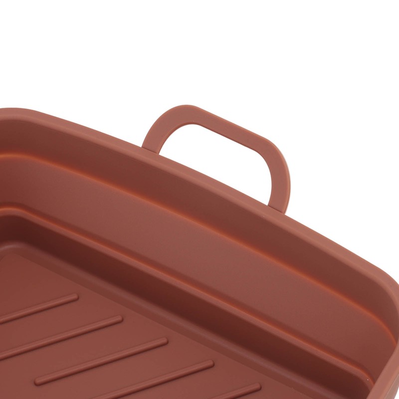 2 Pcs Silicone Air Cooker Pot with Handle Rectangular Fryer