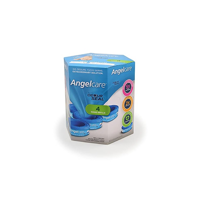 Angelcare Nappy Disposal System Refill Cassette Pack, 4 Count