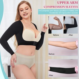 LODAY Upper Arm Shaper for Women Faja Post Surgery Slimming Compression Sleeves Shapewear Tops (Black, S/M)