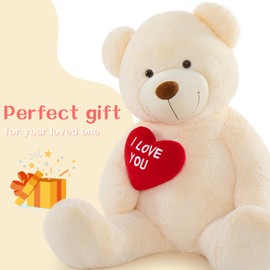 BENINY Giant Teddy Bear Stuffed Animal 52" - Big Teddy Bear with Heart - Large I Love You Teddy Bear Plush Toys for Kid Christmas Birthday - Valentines Bear Gift for Girlfriend Wedding