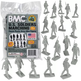BMC Marx Recast WW2 US Marching parade Soldiers Gray Plastic Army Men 60mm