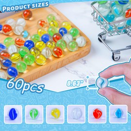 LovesTown 60PCS Glass Marbles Bulk, for Kids Marble Games DIY Home Decoration, Cats Eyes Styles
