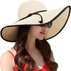 DRESHOW Womens Bowknot Straw Hat Foldable Beach Sun Hat Roll