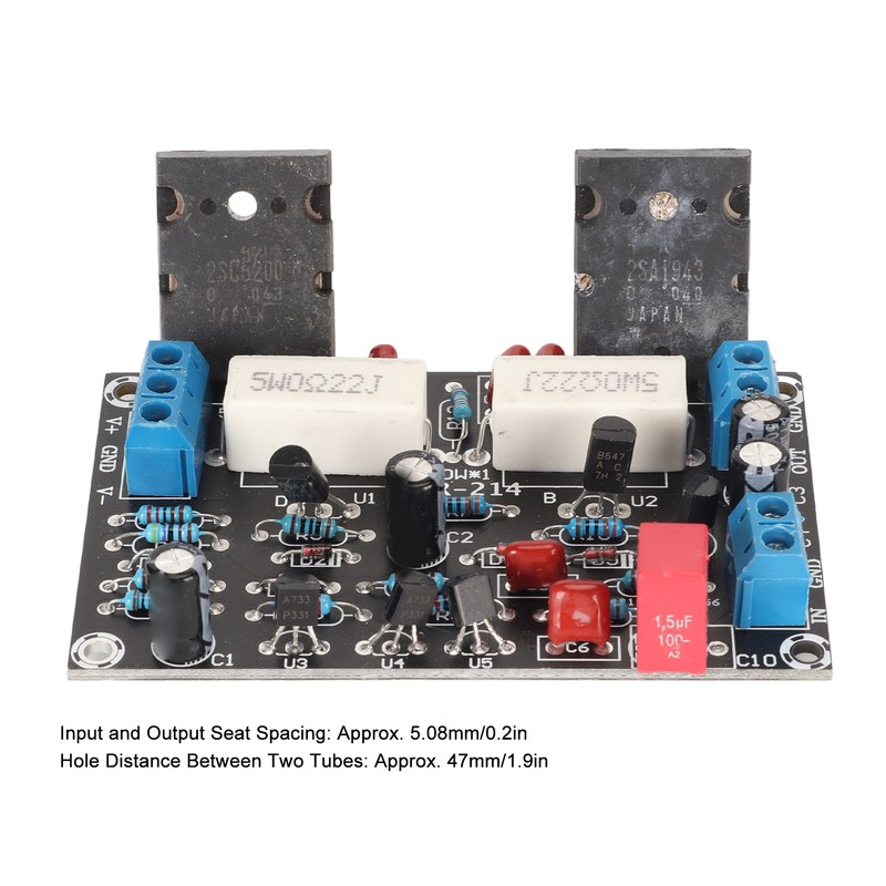 Power Amplifier Board Mono High Power 2SC5200 2SA1943 Quiet 100W