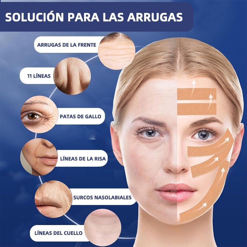 2 Pieza Cinta lifting facial, 2.5*10M Parches de Antiarrugas(Tono de