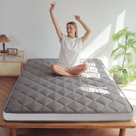 MAXYOYO 6"" Extra Thick Futon Mattress Floor Mattress， Diamond Pattern Mattress Pad Tatami Pad Japanese Floor Mattress for Adults Floor Bed Roll Up Mattress Guest Mattress, Full