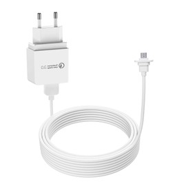 HOLACA Power Supply for eufyCam 2C with 9 m Weatherproof Indoor Charging Cable + 3.0 Power Supply Continuous Charging of Your eufyCam 2C Camera (White, 1 Pack)