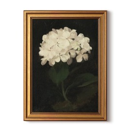 HUARCEY Gold Framed Vintage Wall Art for Living Room, Flowers Painting Canvas Prints Shelf Decor for Kitchen, Aesthetic Bedroom Wall Art, Christmas Gifts for Friends Family (White Hydrangea 12"x16")