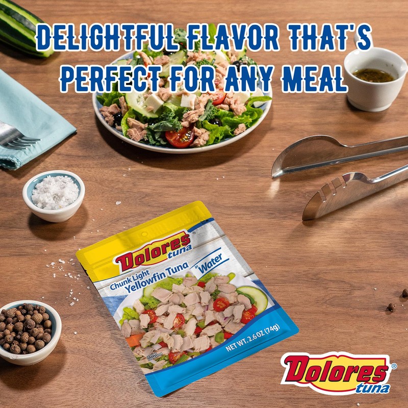 Dolores Chunk Light Yellowfin Tuna in Water, 2.6 oz (Pack
